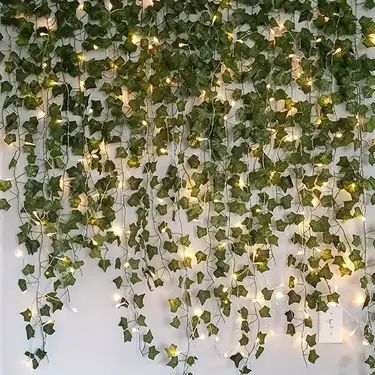 Temu Outdoor Garland, Wall String Lights, Diy String Lights, Ivy Vine, Artificial Garland, Wedding Wall Decorations, Rattan Lamp, Wedding Wall, Indoor String Lights