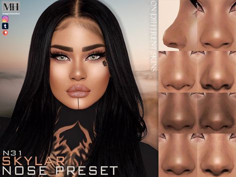 Sims 4 Cc Nose, Sims Skins, Bulbous Nose, Sims 4 Piercings, Sims 4 Cc Eyes, The Sims 4 Skin, Makeup Cc, Sims Packs, The Sims 4 Packs