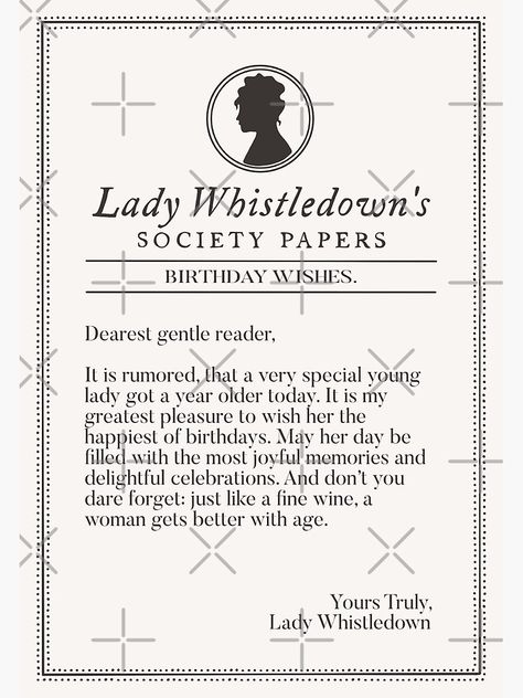 Bridgestone Party, Elegant Birthday Wishes, Bridgerton Party, Birthday Newspaper, Lady Whistledown, Netflix Tv, Birthday Inspo, Newspaper Article, Elegant Birthday