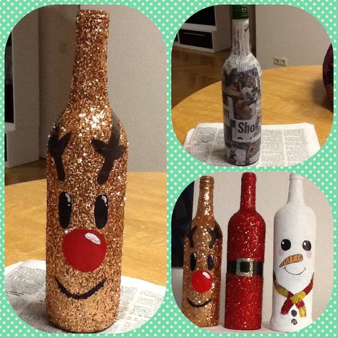 Christmas Crafs, Wine Bottle Art, Bottle Art, Wine Bottles, Christmas Projects, Bottles Decoration, Christmas Diy, Christmas Crafts, Origami