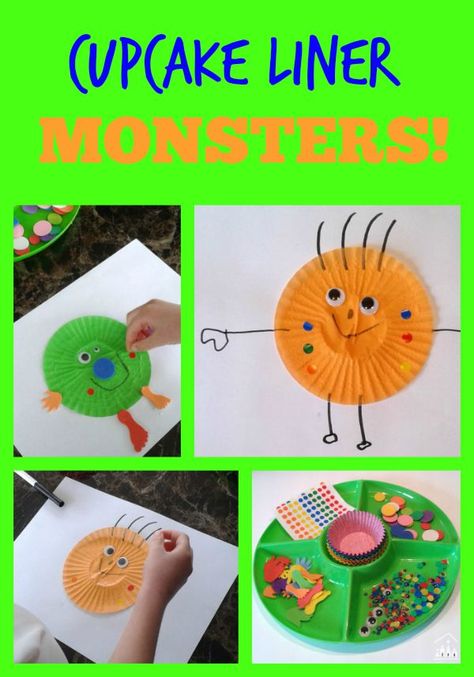 Monsters don't have to be scary, they can also be very silly! Set up this invitation to make activity using cupcake liners. Preschool Open Ended Art, Invitation To Create Preschool, Monsters Craft, Halloween Stem Activities, Silly Monsters, Invitation To Create, Monster Activities, Open Ended Art, Halloween Stem