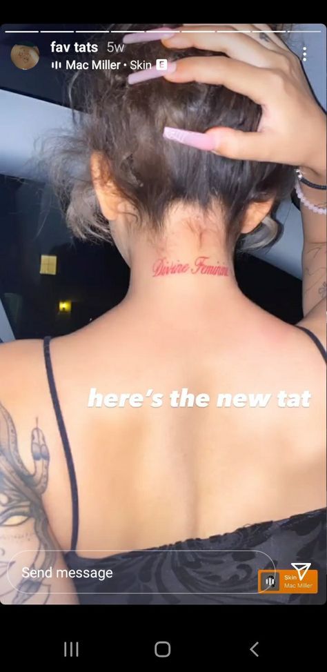 Mac Miller Divine Feminine Tattoo, Divine Feminine Tattoo, Mac Miller Tattoos, Small Finger Tattoos, Soul Tattoo, Feminine Tattoo, Cute Small Tattoos, Human Canvas, Fairy Tattoo