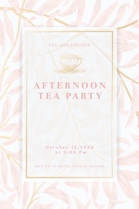 Grand Opening Banner, Pink Amaryllis, Tea Etiquette, Tea Illustration, Tea Crafts, Green Leaf Background, Afternoon Tea Party, Tea Party Invitations, Lily Pattern