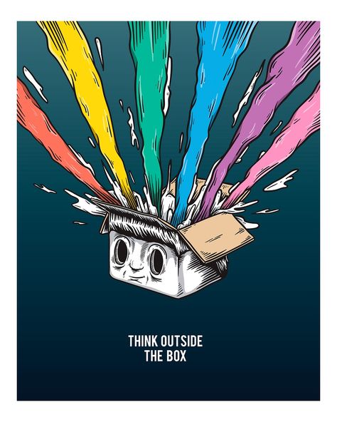 Colorful think outside the box illustration wall art print and poster. | free image by rawpixel.com Box Illustration, Free Collage, Line Paper, Web Design Resources, Free Illustration Images, Unicorn Illustration, Art Appliqué, Cute Animal Illustration, Free Vector Illustration