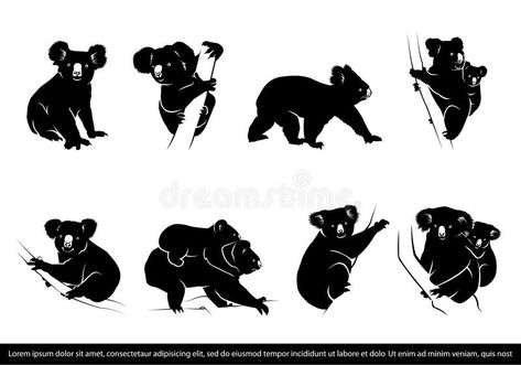 Collection Of Koala Bear Silhouette Stock Vector - Illustration of background, silhouette: 169452700 Bear Silhouette, Bear Illustration, Diy Prints, Koala Bear, Koala, Moose Art, Stock Vector, Vector Illustration, Batman