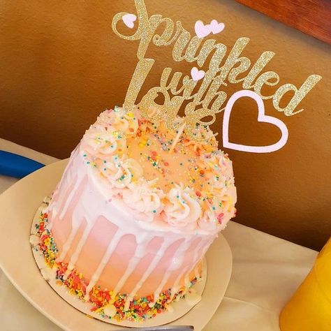 Sprinkle Donut Cake, Sprinkled With Love Cake, Sprinkled With Love Baby Shower Ideas, Baby Girl Sprinkle Shower Ideas, Sprinkle Themes, Sprinkle Cake Topper, Baby Sprinkle Cake, Sprinkle Baby Shower Ideas, Baby Sprinkle Ideas