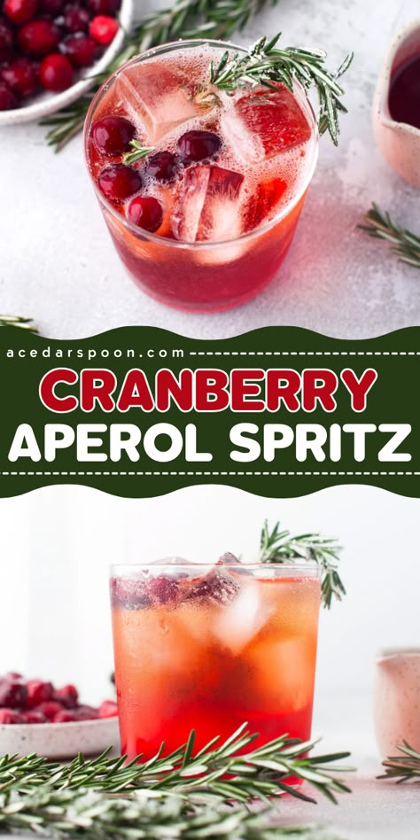 Elevate your Thanksgiving dinner party with the best cranberry Aperol Spritz recipe! This light and refreshing Aperol spritz is a simple, easy fall drink that adds a festive touch to your celebration. Don't miss out and save this recipe for later! Cranberry Aperol Spritz Recipe, Fall Aperol Spritz Recipe, Cranberry Aperol Spritz, Thanksgiving Spritzer, Fall Cranberry Cocktail, Fall Aperol Spritz, Fall Spritz, Aperol Drinks, Easy Winter Cocktails