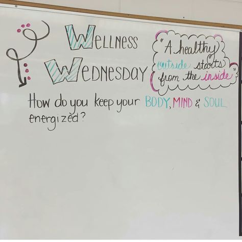 Wellness Wednesday.. "A healthy outside starts from the inside." How do you keep your body, mind, and soul energized? Wednesday Whiteboard, Breathing Gif, Morning Questions, Wednesday Writing, Whiteboard Activities, Whiteboard Prompts, Whiteboard Questions, Morning Writing, Whiteboard Writing