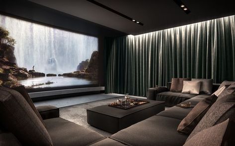 Sala Cinema, Small Home Theaters, Home Theater Room Design, Theater Room Design, Home Cinema Room, Interior Design Per La Casa, At Home Movie Theater, Home Theater Rooms, Home Theater Design