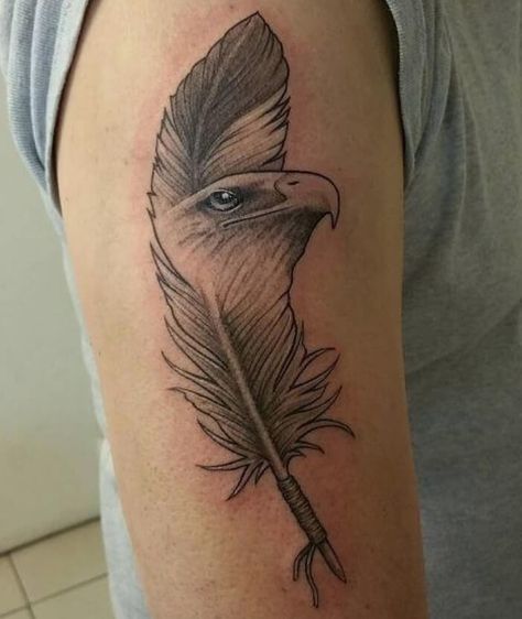 15+ Best Eagle Feather Tattoo Designs and Ideas - PetPress Native American Memorial Tattoo, Eagle Feather Tattoo, Bald Eagle Feather, Eagle Feather Tattoos, Feather Tattoo Arm, Indian Tattoo Design, Feather Tattoo Meaning, Indian Feather Tattoos, 50 Tattoo