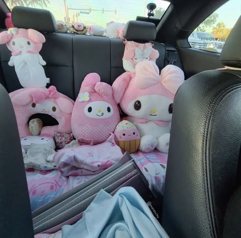 Hello kitty squish mallows hello kitty car my melody pink white aesthetic cute soft vibes Jam Aesthetic, Hello Kitty Car Accessories, Aesthetic Floor, Spray Glitter, Wallpaper Facebook, Soft Neon, Pink Cars, Hello Kitty Car, Black Korean