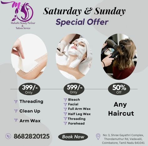 Salon Services Menu Ideas, Beauty Parlour Offer Poster, Beauty Parlour Makeup, Parlour Names, Makeup Artist Marketing, Pre Bridal Packages, Beauty Salon Pictures, Beauty Salon Price List, Beauty Salon Marketing