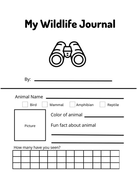 This wildlife journal is a great way to get kids outside exploring nature, or even their own backyard! Learn how to identify if animals are birds, mammals, amphibians, or reptiles. As you explore, identify and record the wildlife you see. Continue to add checkmarks to the species page every time you see it again! Wildlife Journal, Journal Free Printable, Conservation Activities, Fun Facts About Animals, Exploring Nature, Animal Facts, Explore Nature, Cool Pets, Amphibians