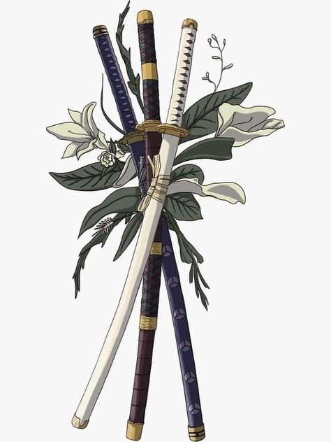 Pedang Zoro, Zoro Swords Drawing, Enma Zoro Swords, Zoro 3 Swords, Zoro Swords Tattoo, Roronoa Zoro Tattoo Design, Zoro Nails, Zoro's Swords, One Piece Swords