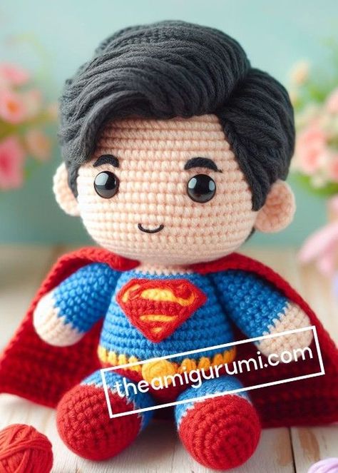 Superman Amigurumi Super Hero Crochet Patterns Free, Superman Crochet Pattern, Cow Crochet Pattern Free, Crochet Superman, Crochet Pattern Free Amigurumi, Butterfly Step By Step, Cow Crochet Pattern, Pattern Free Amigurumi, Cow Crochet