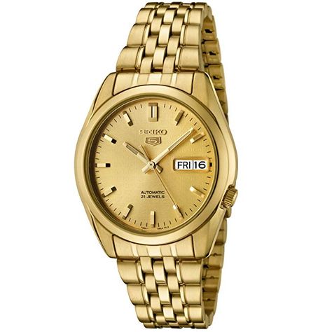 Amazon.com: Seiko Men's SNK366K Seiko 5 Automatic Gold Dial Gold-Tone Stainless Steel Watch: Seiko: Watches Seiko Gold Watch, Seiko Gold, Seiko 5 Automatic, Seiko Men, Seiko 5 Sports, Timeless Watches, Gold Water, Seiko 5, Gold Watch Men