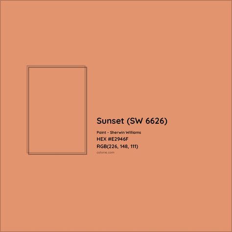 HEX #E2946F Sunset (SW 6626) Paint Sherwin Williams - Color Code Sherwin Williams Sunset, Sunset Paint, Pantone Tcx, Paint Pallet, Analogous Color Scheme, Paint Color Codes, Rgb Color Codes, Hexadecimal Color, Choosing Paint Colours