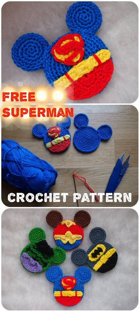 Crochet Disney Stitch, Superman Crochet Pattern, Crochet Superhero, Crochet Shawl Patterns, Dc And Marvel, Crochet Disney, Crochet Mouse, Shawl Patterns, Disney Stitch