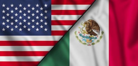 Mexico and united states two flags texti... | Premium Photo #Freepik #photo #mexico-flag #flag #mexican-flag #flag-design Cloth Fabric Texture, Waving Flag, Mexican Flag, Mexico Flag, Cloth Fabric, Flag Design, Fabric Texture, Eu Flag, Usa Flag