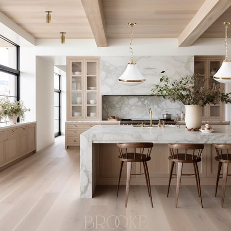 Brooke Talsma | All. The. Stone. For this kitchen 🤌🏼🤌🏼 I love the warmth the dark wood counter stools make!! . AI design: @brookemtinteriors // tutorial… | Instagram Stone And Wood Interior Design, Modern Mediterranean Kitchen, Trendy Backsplash, Mediterranean Kitchens, Wood Counter Stools, Kitchen Wood, Wood Interior Design, Cottage Interior, Wood Counter