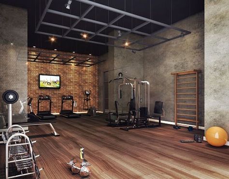 Stylish 20+ Outstanding Home Gym Room Design Ideas For Inspiration Home Gym Design Basement, Fitness Design Gym, Modern Home Gym, Home Gym Basement, Home Gym Inspiration, Gym Design Interior, Home Gym Garage, Basement Gym, Gym Room At Home