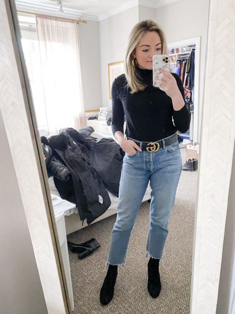 What I Wore Last Week: February Outfits in Chicago  |  bows & sequins Black Sock Boots Outfit, Sock Booties Outfit, Chicago In February, February Outfits, Sock Boots Outfit, Mom Jeans Outfit Winter, Black Sock Boots, Casual Brunch Outfit, Brunch Outfit Winter