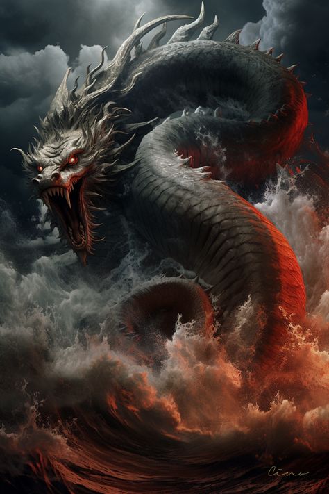 Created by Cino. Follow me for more~ Jormungandr Wallpaper, Dragon Serpent, Dragon Artwork Fantasy, Sea Serpent, Air Fighter, Dragon Illustration, Sea Dragon, Dragon Pictures, Dragon Artwork