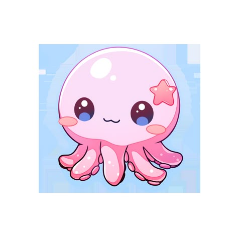 Cute Kawaii Octopus Smile Sticker Cute Octopus Drawing Kawaii, Kawaii Octopus Drawing, Chibi Sea Creatures, Cute Animal Drawings Kawaii Anime Art, Octopus Illustration Cute, Octopus Cute Drawing, Cute Octopus Illustration, Cute Smile Drawing, Adorable Drawings Kawaii