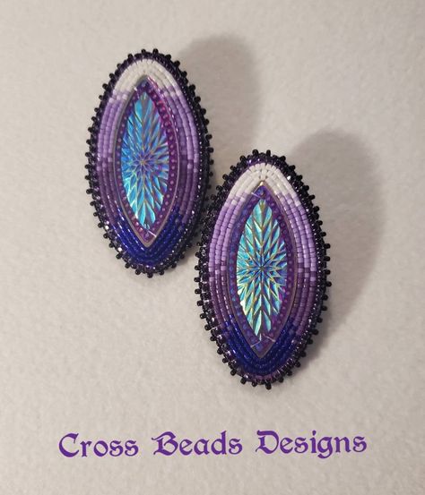 Purple Beaded Earrings Native Americans, Tattoos Sayings, Cab Earrings, Bead Hat, Purple Beaded Earrings, Native Beaded Earrings, Quill Work, Native Earrings, Cross Beads