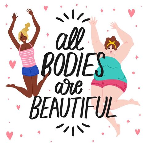 Body positive typography with women Free... | Free Vector #Freepik #freevector #love Plus Size Quotes, Positive Typography, Positivity Art, Body Positive Quotes, Body Positivity Art, Positive Mantras, Positive Art, Body Acceptance, Positive Body Image