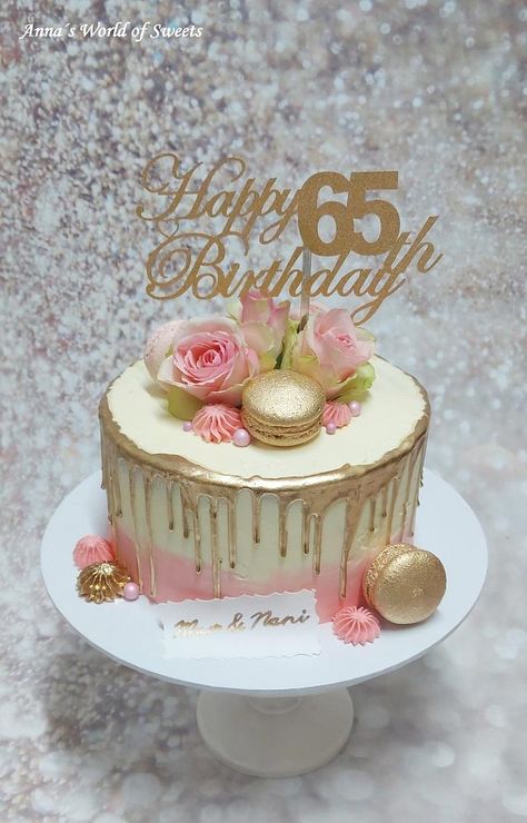 Gold Pink Cake, Golden Birthday Cake Ideas, 65th Birthday Party Ideas, 65 Birthday Cake, 75 Birthday Cake, Golden Birthday Cakes, Chocolate Cake From Scratch, Birthday Cake For Mom, 70th Birthday Cake