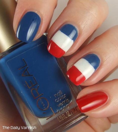 Flag Nail Art, Nail Art Bleu, Summer Nails 2018, Flag Nails, Paris Nails, Patriotic Nails, 4th Of July Nails, Blue Nail Art, French Flag