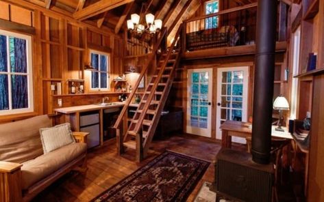 Add this cabin deep in a redwood forest to your must-visit list Cabin Loft, Redwood Trees, Tiny House Talk, Mendocino Coast, Tiny Houses For Rent, Tiny House Loft, Tiny Cabins, Cabin Interiors, Sleeping Loft