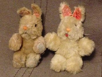 Shanghai Doll Factory Bunny Rabbit White Wool Plush 1950s 60s Pink Glass Eyes | Collectors Weekly Old Plushie, Velveteen Rabbit Stuffed Animal, Rabbit White, Vintage Plush Toys, Teddy Girls 1950s, Old Bunny Stuffed Animal, Rabbit Toys, Glass Eyes, Soft Toys