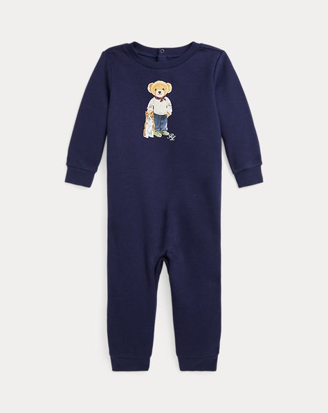 Polo Bear Fleece Coverall Baby Boy Ralph Lauren, Baby Sweats, Ralph Lauren Polo Bear, Wimbledon Fashion, Coverall Jumpsuit, Style Sportif, Ralph Lauren Boys, Polo Bear, Ralph Lauren Purple Label