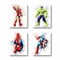 Posters For Boys Room, Avengers Room Decor, Avengers Wall Art, Hulk Poster, Captain America Poster, Avengers Room, Iron Man Poster, Spiderman Poster, Wall Art Set Of 4