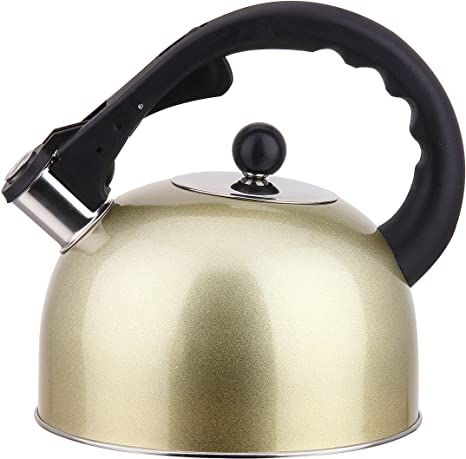 Stovetop Whistling Tea Kettle 3 Liter (3-Quart) Classic Teapot Induction Compatible-Gold 2407 Water Vessel, Coffee Beverages, Stovetop Kettle, Electric Tea Kettle, Whistling Tea Kettle, Perfect Cup Of Tea, Water Boiler, Gas Cooktop, Kitchen Appliance