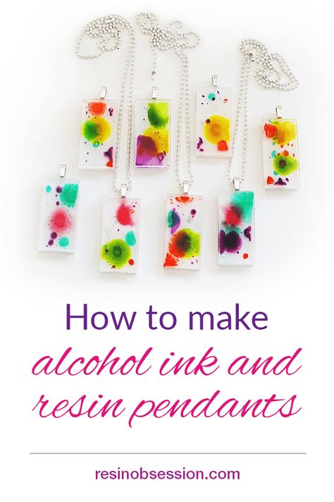 The BEST Ever Guide on How To Use Alcohol Ink in Resin - Resin Obsession Resin And Alcohol Ink, Alcohol Ink Jewelry, Epoxy Projects, Using Resin, How To Make Resin, Resin Pendants, Alcohol Ink Crafts, Rose Tutorial, Resin Jewelry Diy