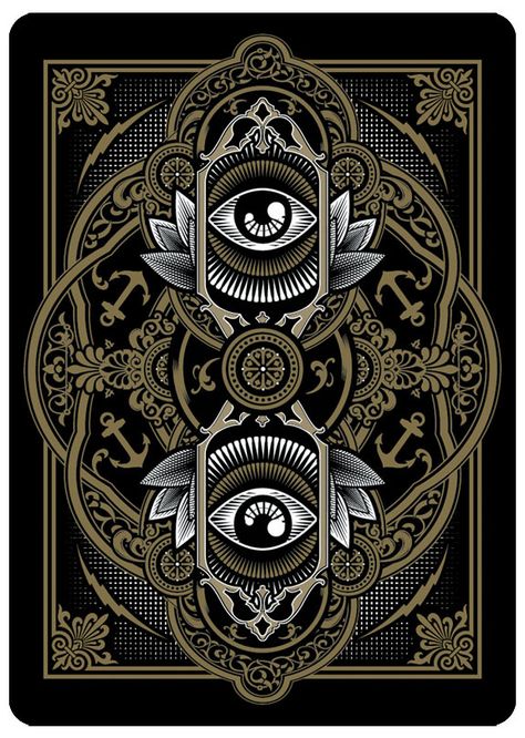 i like how the eyes stand out more than any design in this piece they are bold and straight forward A Playing Card, Custom Playing Cards, Playing Cards Design, 카드 디자인, Ornate Design, Evil Eyes, Seeing Eye, Tarot Art, All Seeing Eye