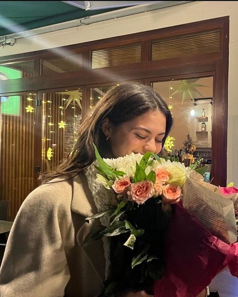 Bouquet Of Flowers, A Woman, Flowers