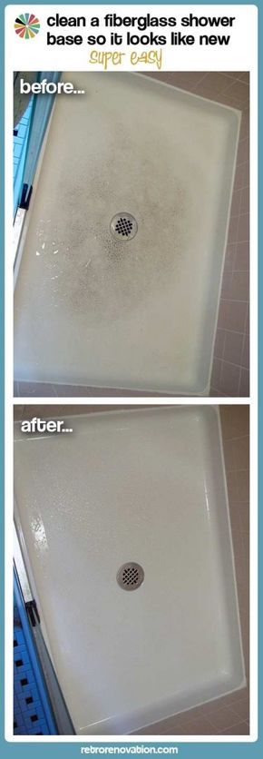 Bathtub clean Clean Shower Floor, Diy Bathroom Cleaner, Deep Clean Bathroom, Shower Remodel Diy, Clean Shower, Shower Inserts, Fiberglass Shower, Clean Bathtub, Retro Renovation