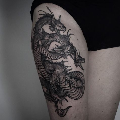 Greek Hydra Tattoo, Hydra Dragon Tattoo, Hydra Tattoo Design, Hydra Tattoo Greek Mythology, Hydra Drawing, Hydra Tattoo, Dragon Tattoo Hip, Monster Tattoos, Greek Ideas