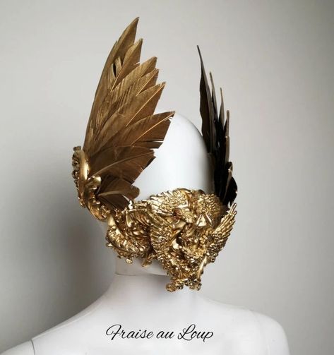 Angel Masks, Fantasy Valkyrie, Angel Mask, Blind Mask, Mask Gothic, Gothic Headpiece, Gothic Mask, Gold Bib Necklace, Gold Mask