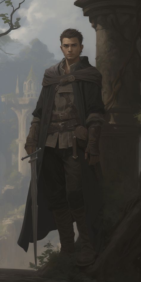 Man At Arms Medieval, Male Fighter Dnd, Young Knight Character Art, Male Oc Art Character Inspiration, Fantasy Knight Art, Fantasy Guard, Medieval Nobleman, Male Dnd Character Design, Fantasy Warrior Art