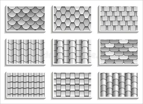 Roof Shingles Drawing, Roof Pattern Design, Roof Tiles Texture Drawing, Roof Texture Drawing, Roof Sketch, Roof Tiles Texture, One Perspective Drawing, Texture Sketch, Roofing Tiles