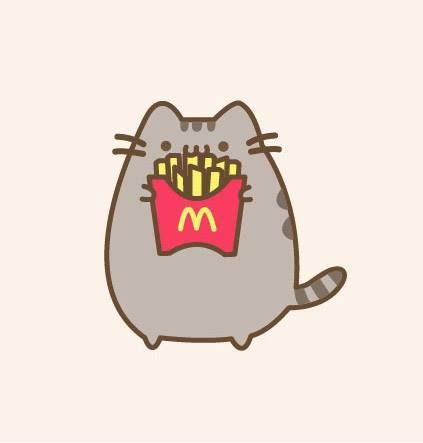 Pusheen with Fries by munchkinsaysmeow on deviantART Doctor Whooves, Pusheen Cute, Chat Kawaii, Söt Katt, Pusheen Cat, Nyan Cat, Image Swag, Image Chat, Gray Cat