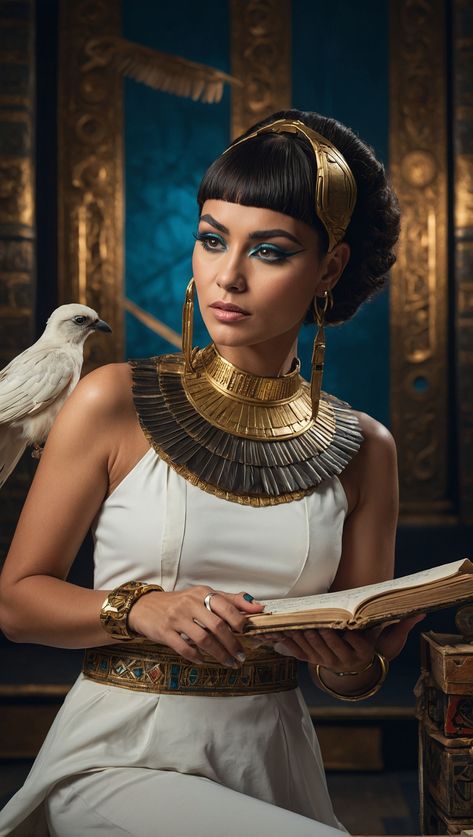 Cleopatra posing in a photography studio surrounded by 0 Goddess Shoot, Art References, Design Ad, Shoot Ideas, Photography Studio, Studio Photography, Hair Inspo, Art Reference, Graphic Design