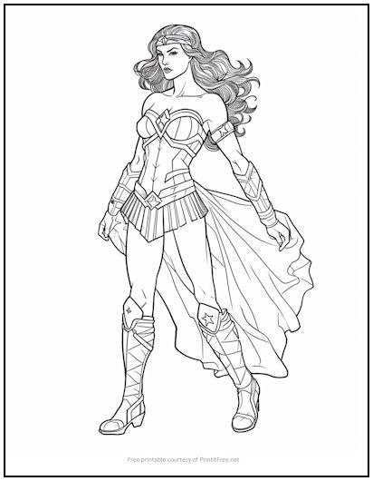 Wonder Woman Coloring Page | Print it Free Wonder Woman Coloring Pages, Woman Coloring Pages, Coloring Pages For Boys, Rainy Day Activities, Cool Coloring Pages, Coloring Pages Printable, Colorful Drawings, Coloring For Kids, Coloring Pages For Kids