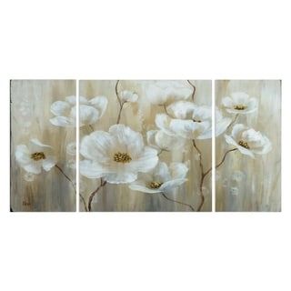 Designart "Red Grey Botanical Symphony I" Abstract Botanicals Canvas Wall Art Set - Bed Bath & Beyond - 39442806 Mural Floral, 3 Piece Wall Art, Bath Vanity, Wall Art For Sale, Art Print Set, Art Sur Toile, Wall Art Sets, Print On Canvas, Canvas Size