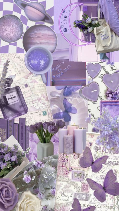 Purple Collage Wallpaper, Purple Collage, Pink Wallpaper Ipad, Light Purple Wallpaper, Light Purple Background, Purple Aesthetic Background, Violet Aesthetic, Wallpaper Iphone Boho, Whatsapp Wallpaper Cute